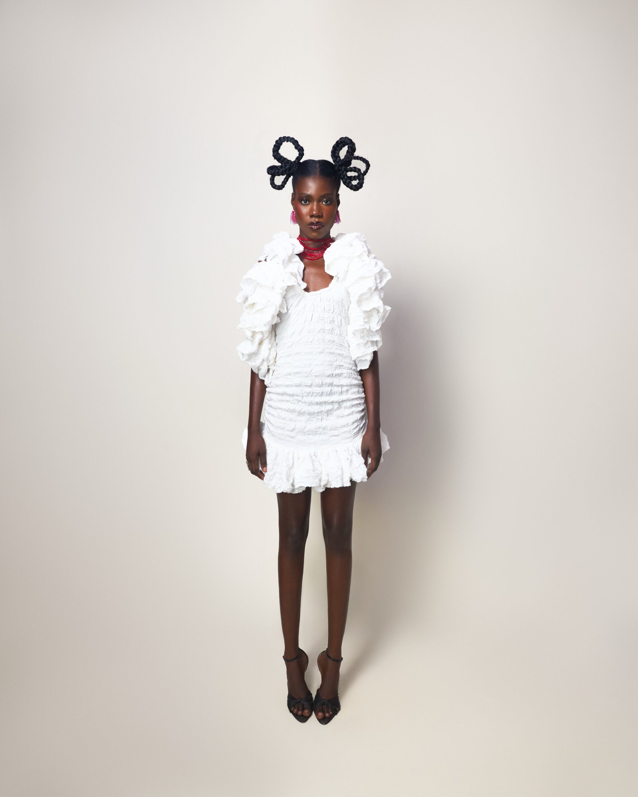 White Ruffled Halter Dress