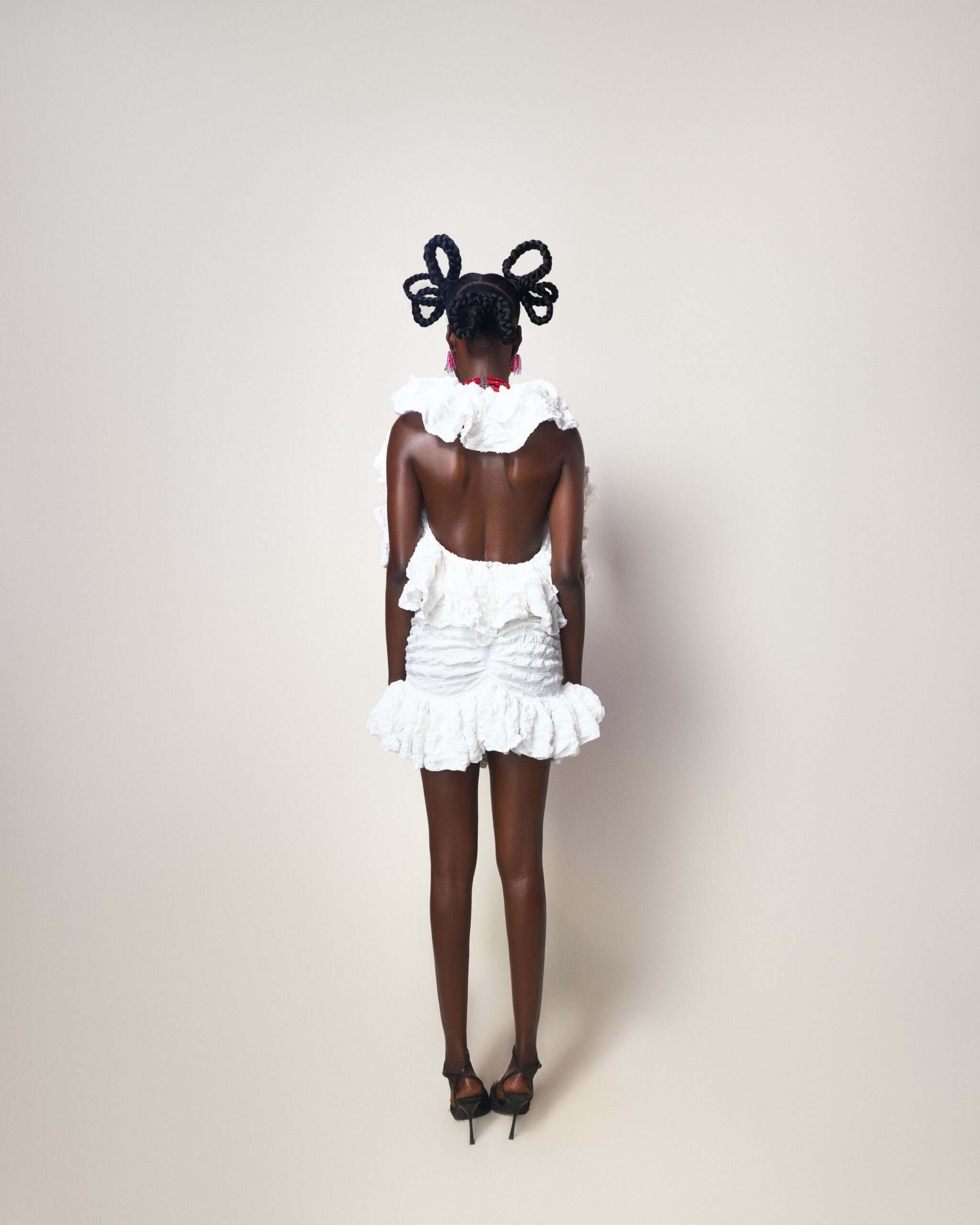 White Ruffled Halter Dress - Image 2