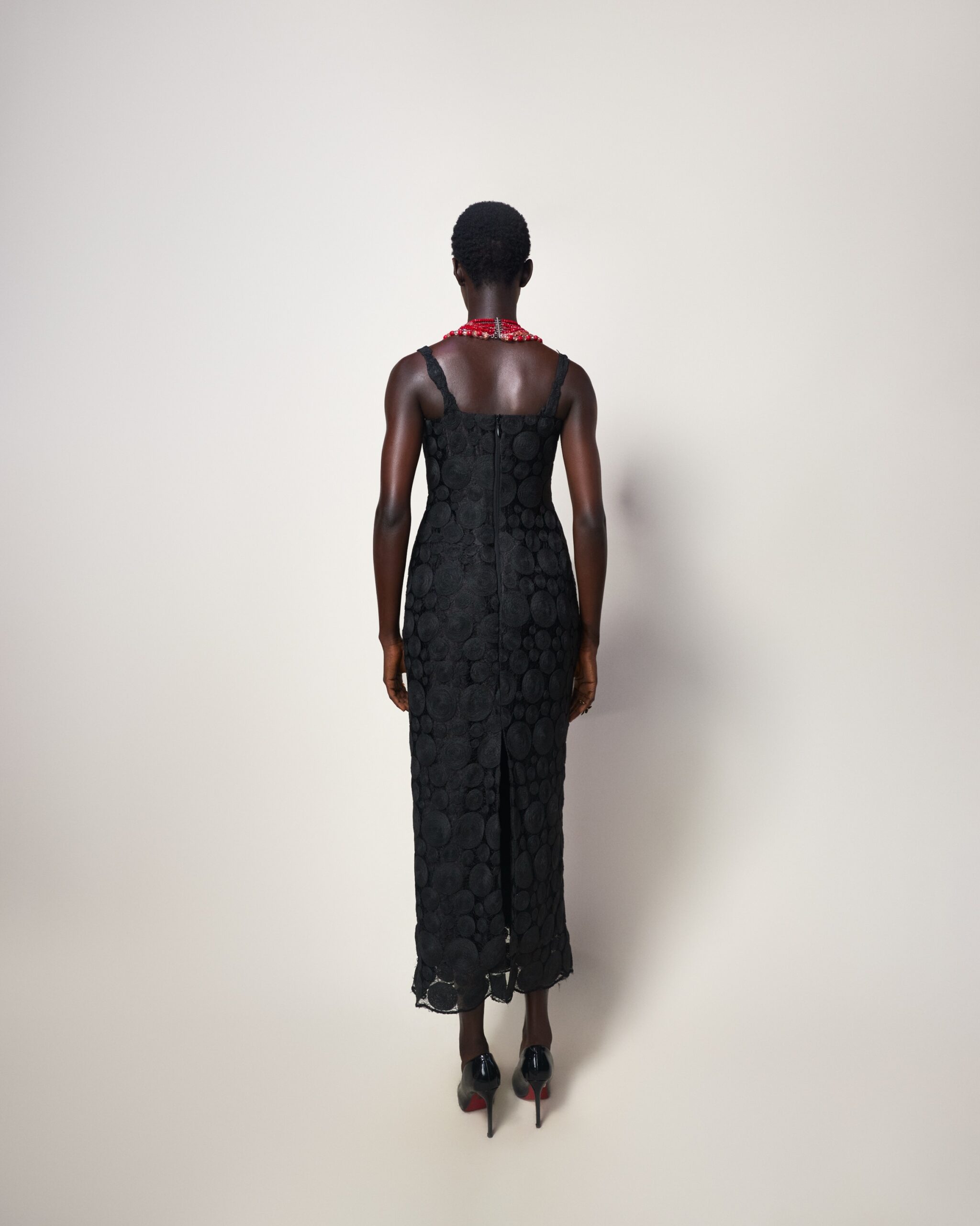 Black Circle-Texture Midi Dress - Image 2