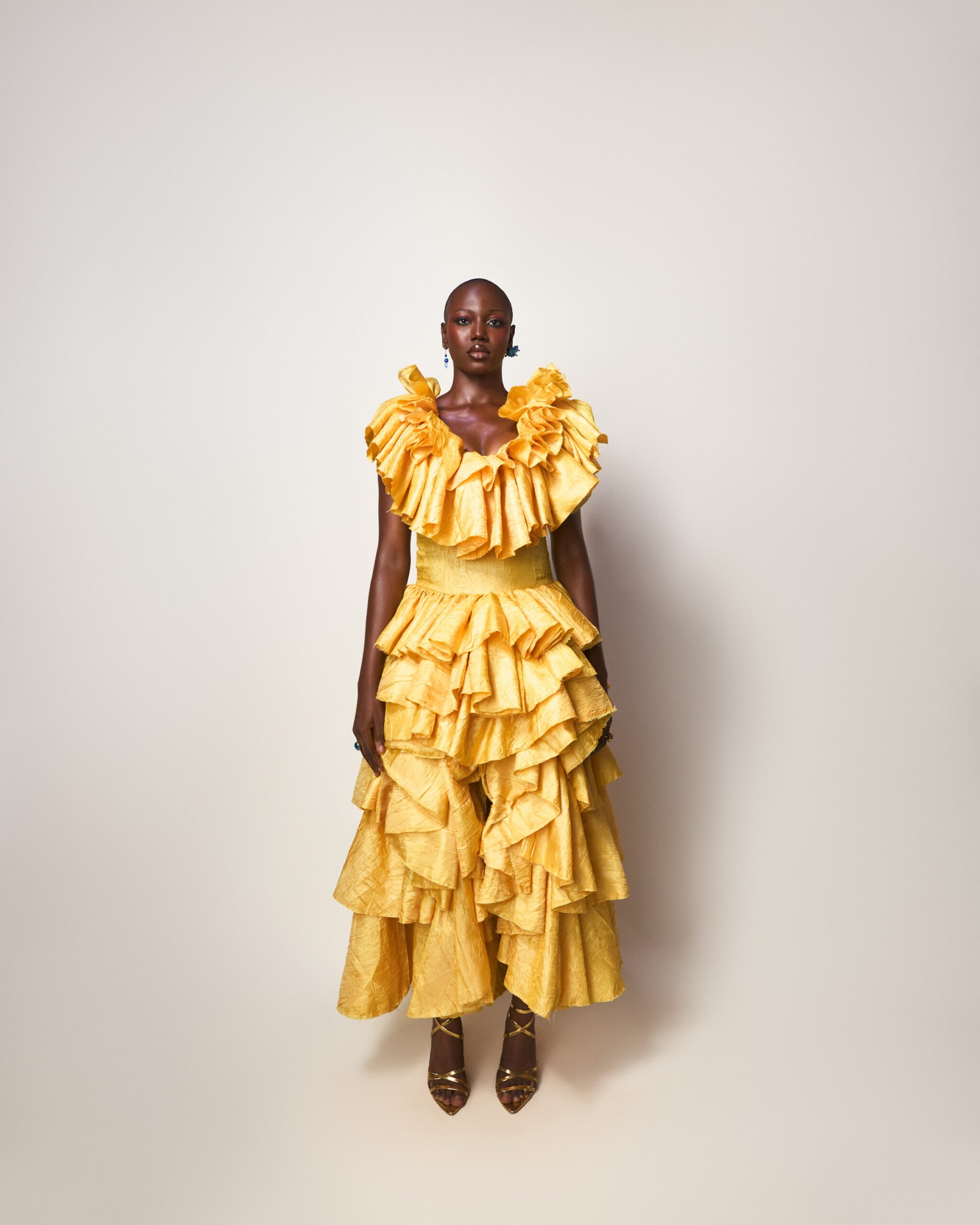 Yellow Ruffled Tier Gown