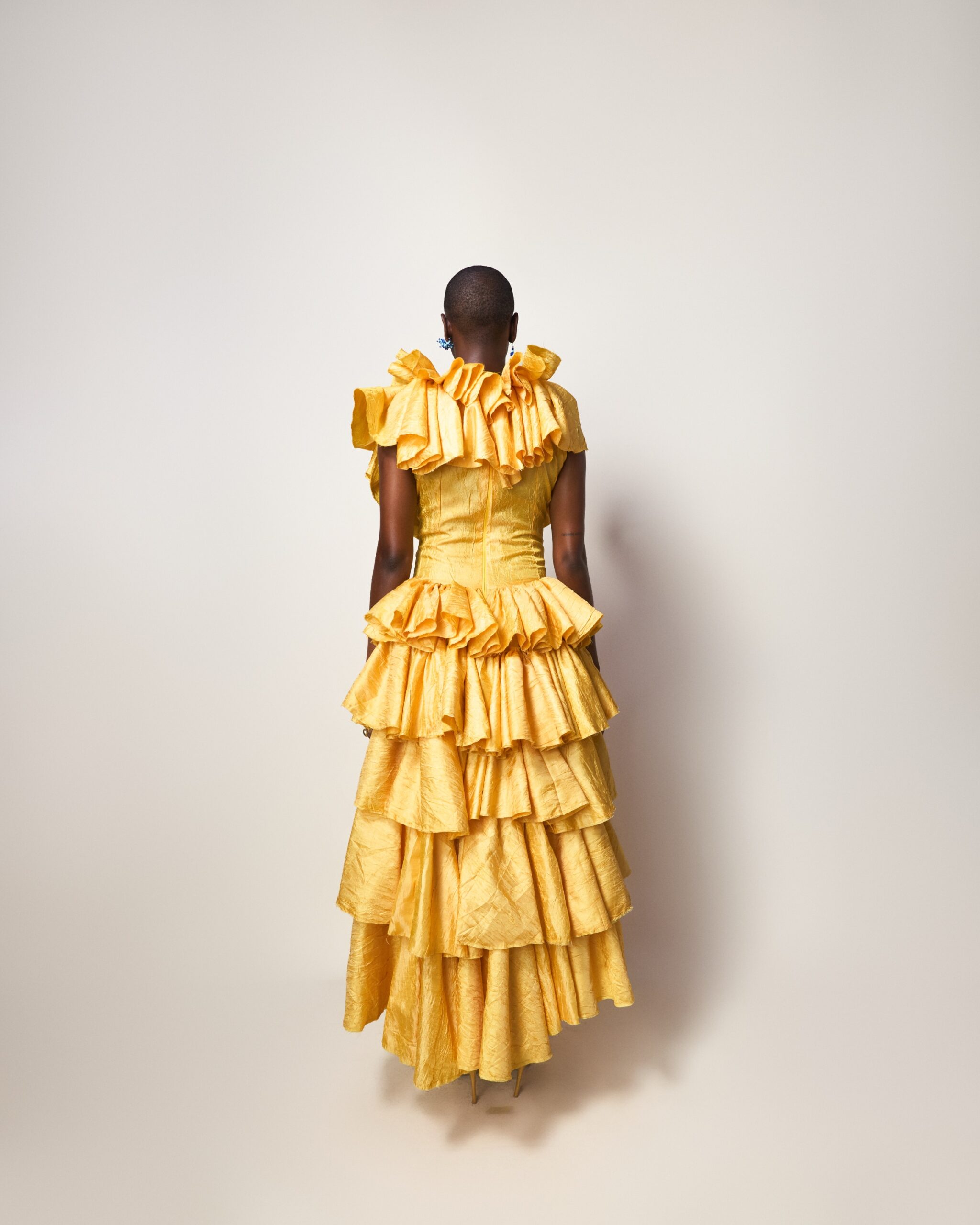 Yellow Ruffled Tier Gown - Image 2