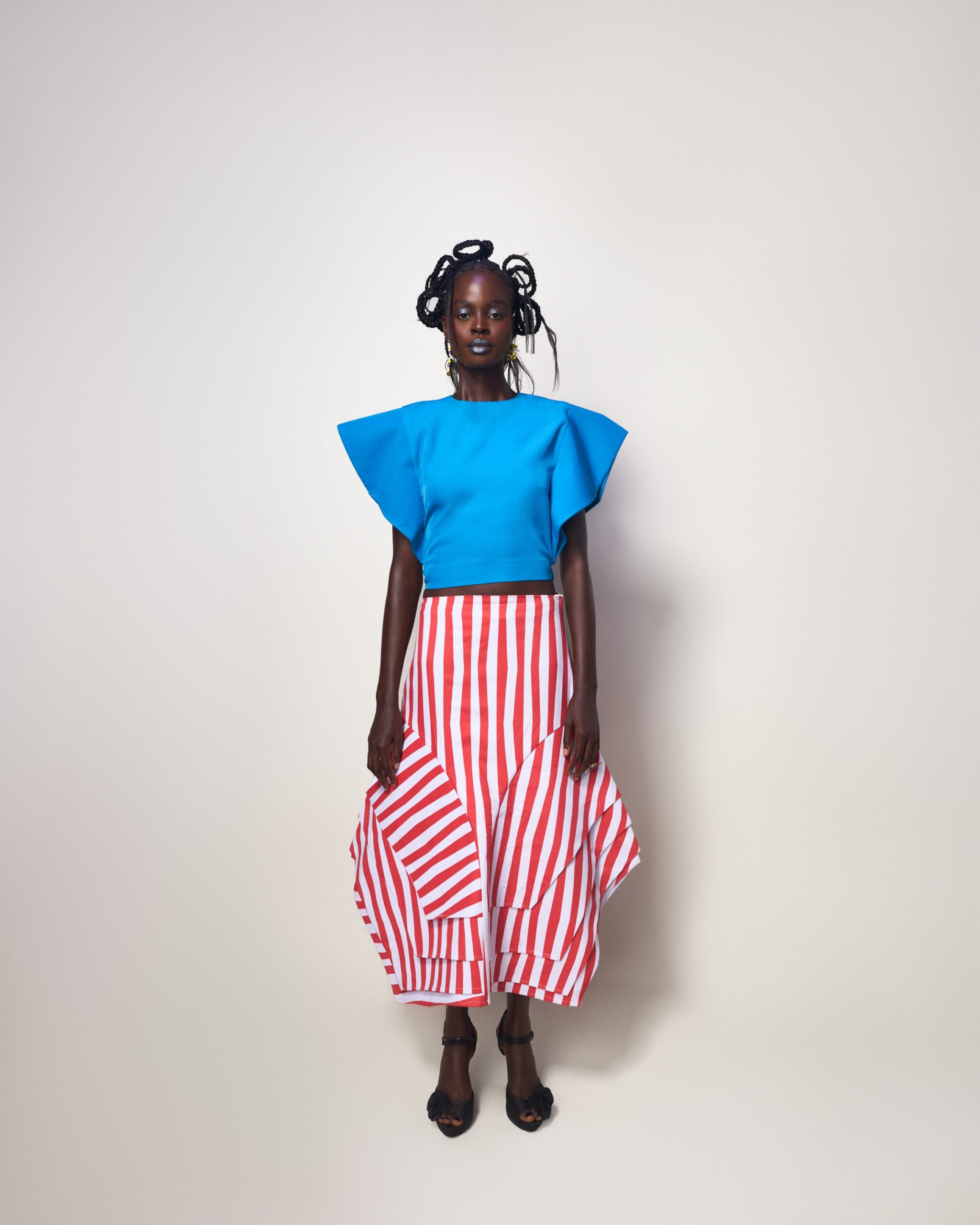 Striped Flare Midi Skirt - Image 3