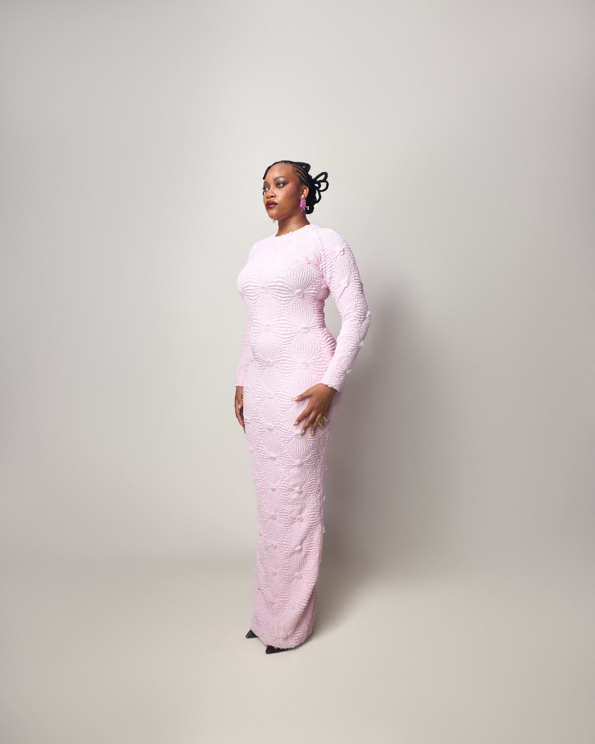 Pink Textured Gown - Image 3