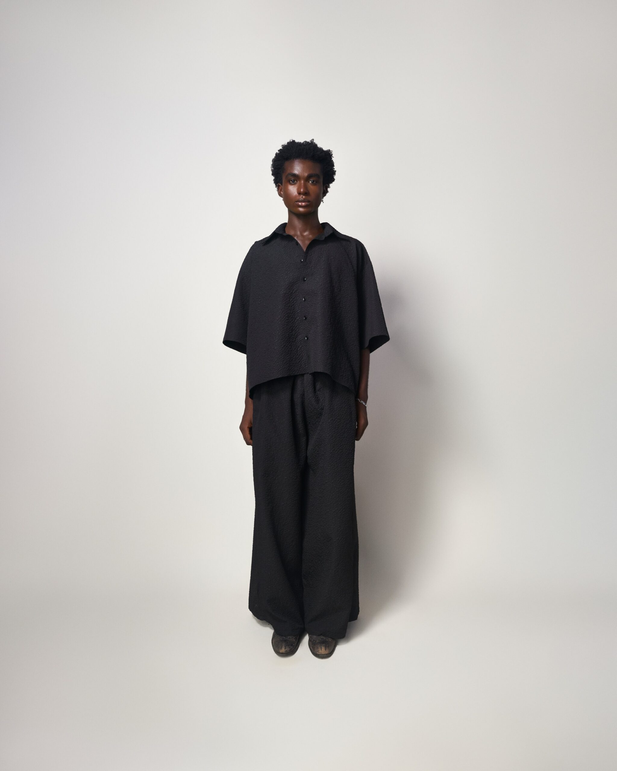 Black Textured Box Shirt