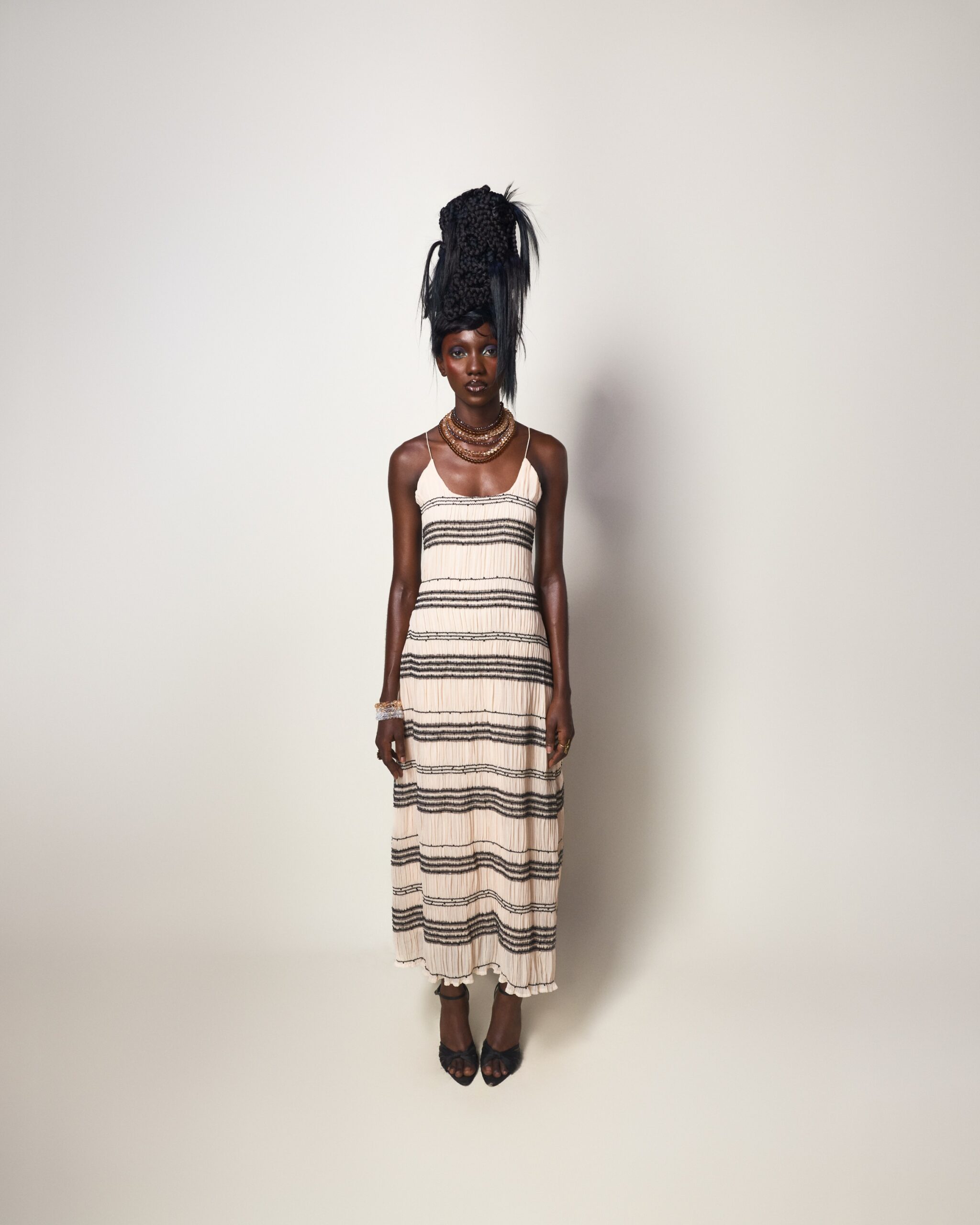 Cream Ripple Maxi Dress