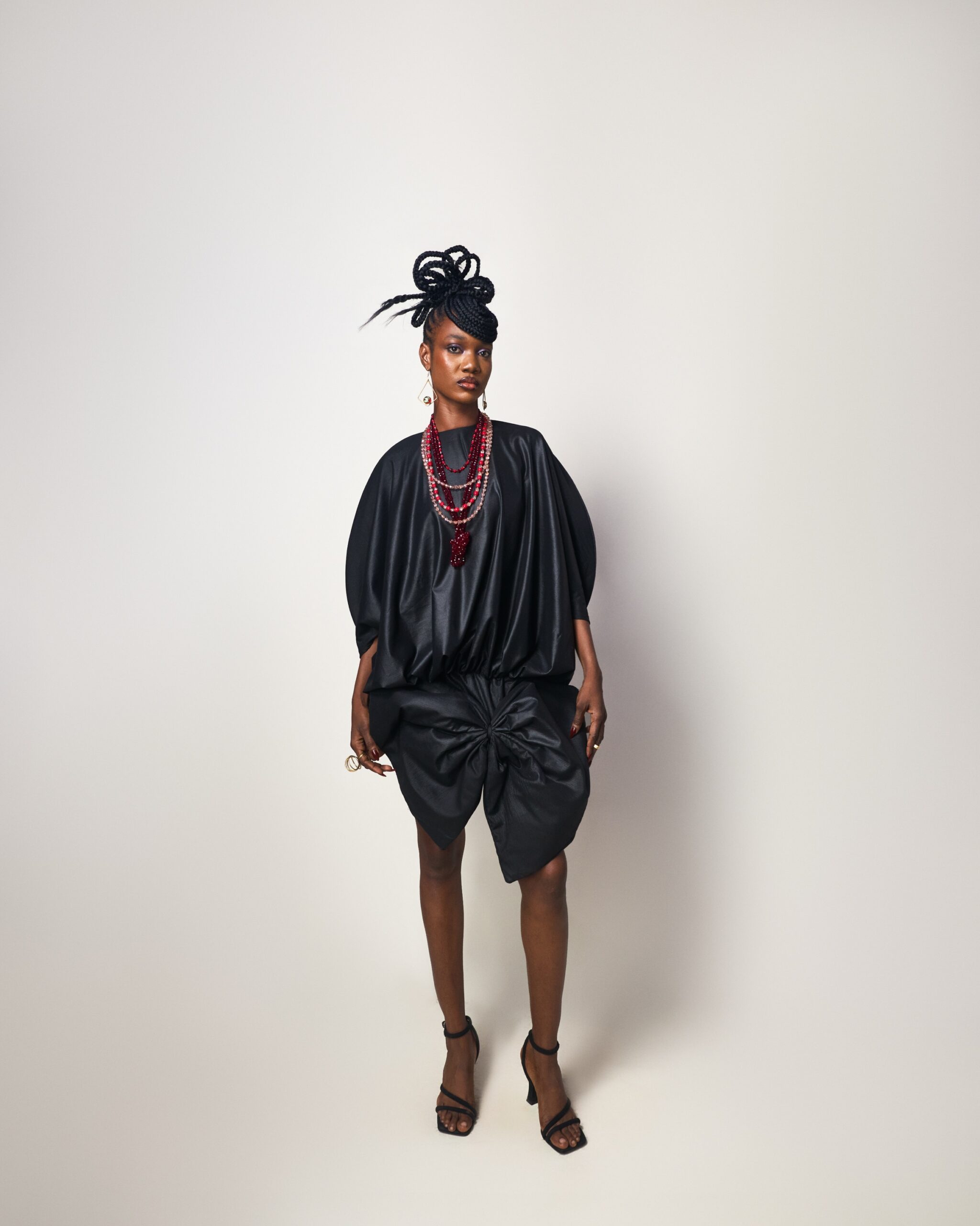 Black Sculpted Bubble Mini Dress