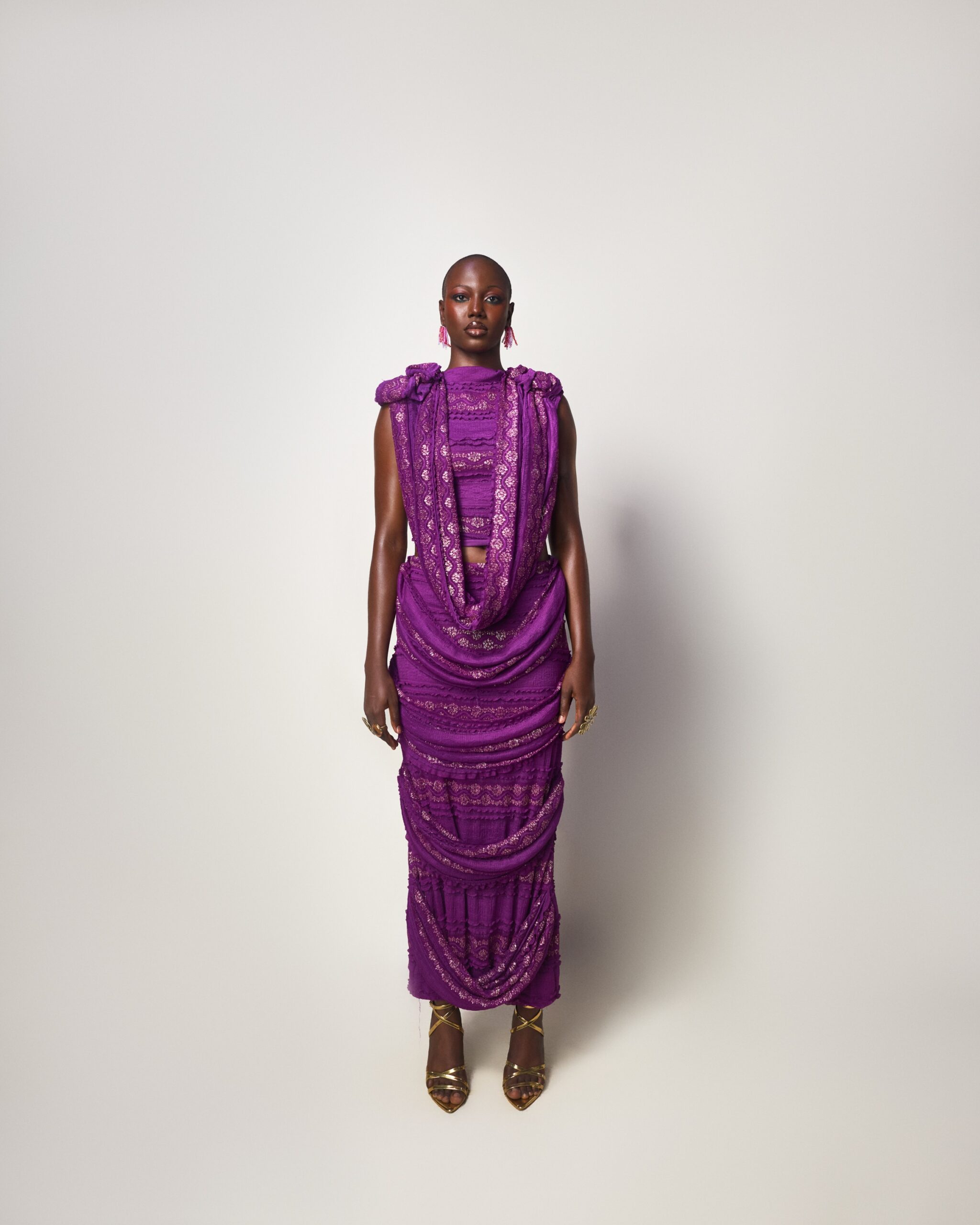 Purple Draped Lace Column Top - Image 3