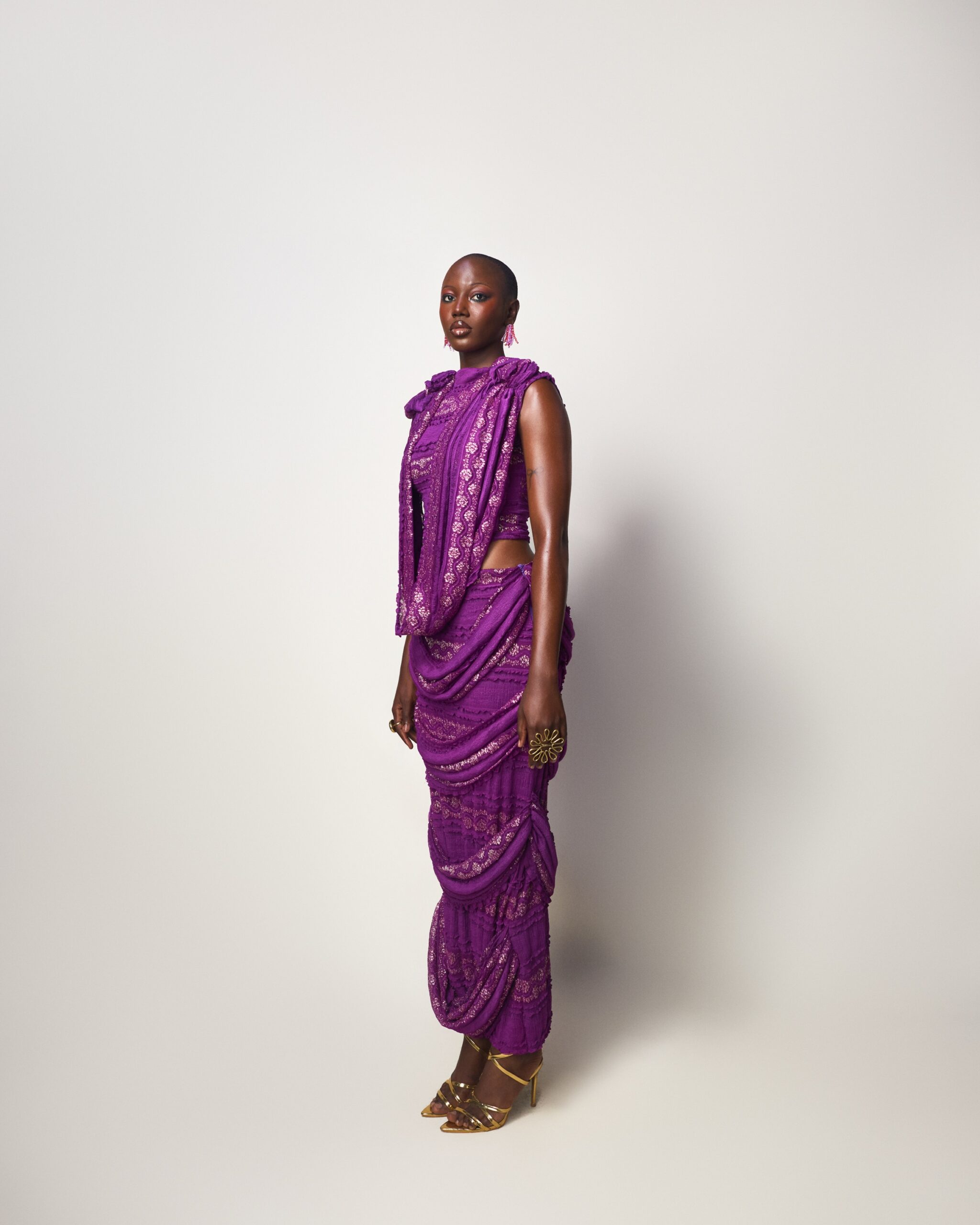 Purple Draped Lace Column Top - Image 2