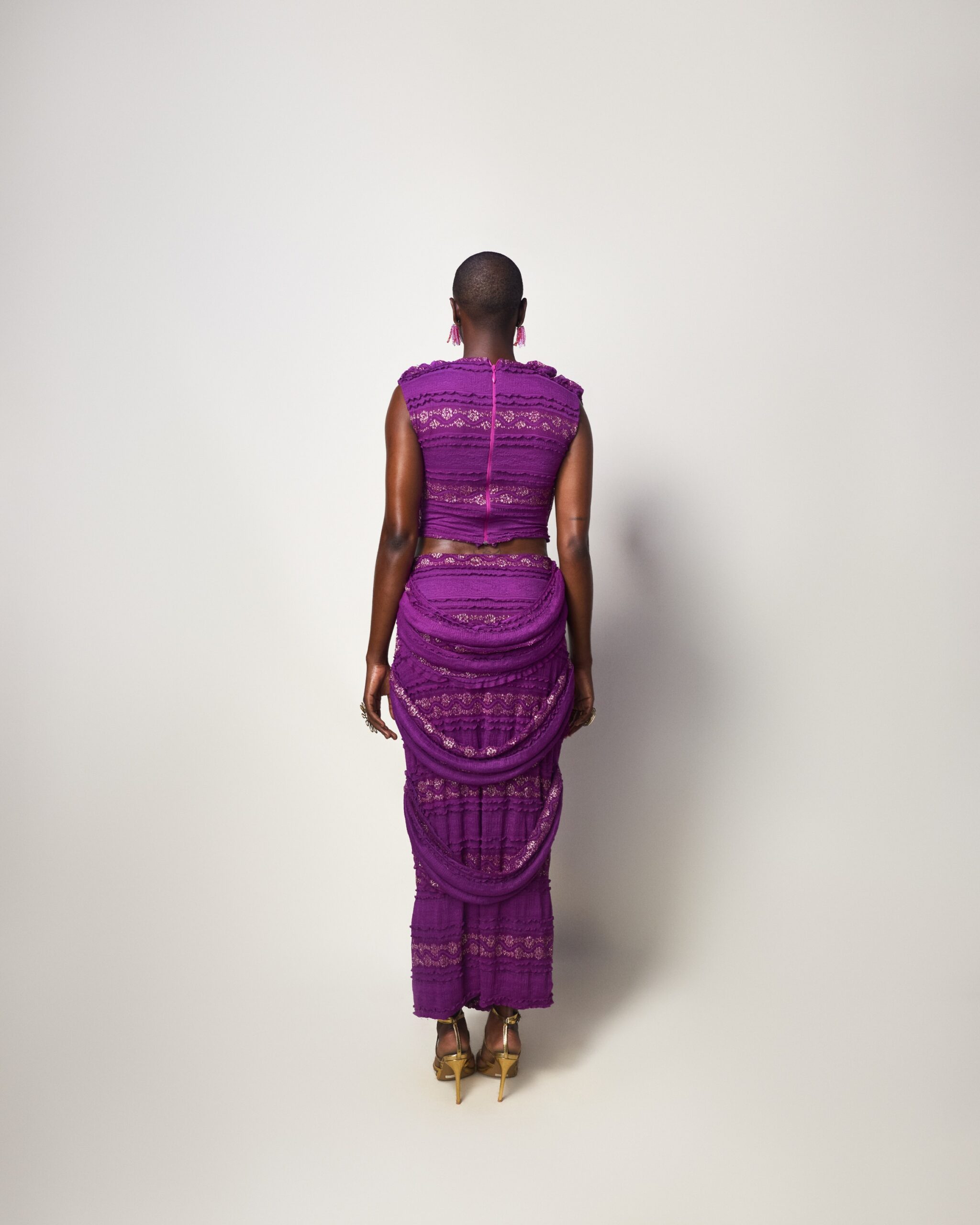 Purple Draped Lace Column Top - Image 4