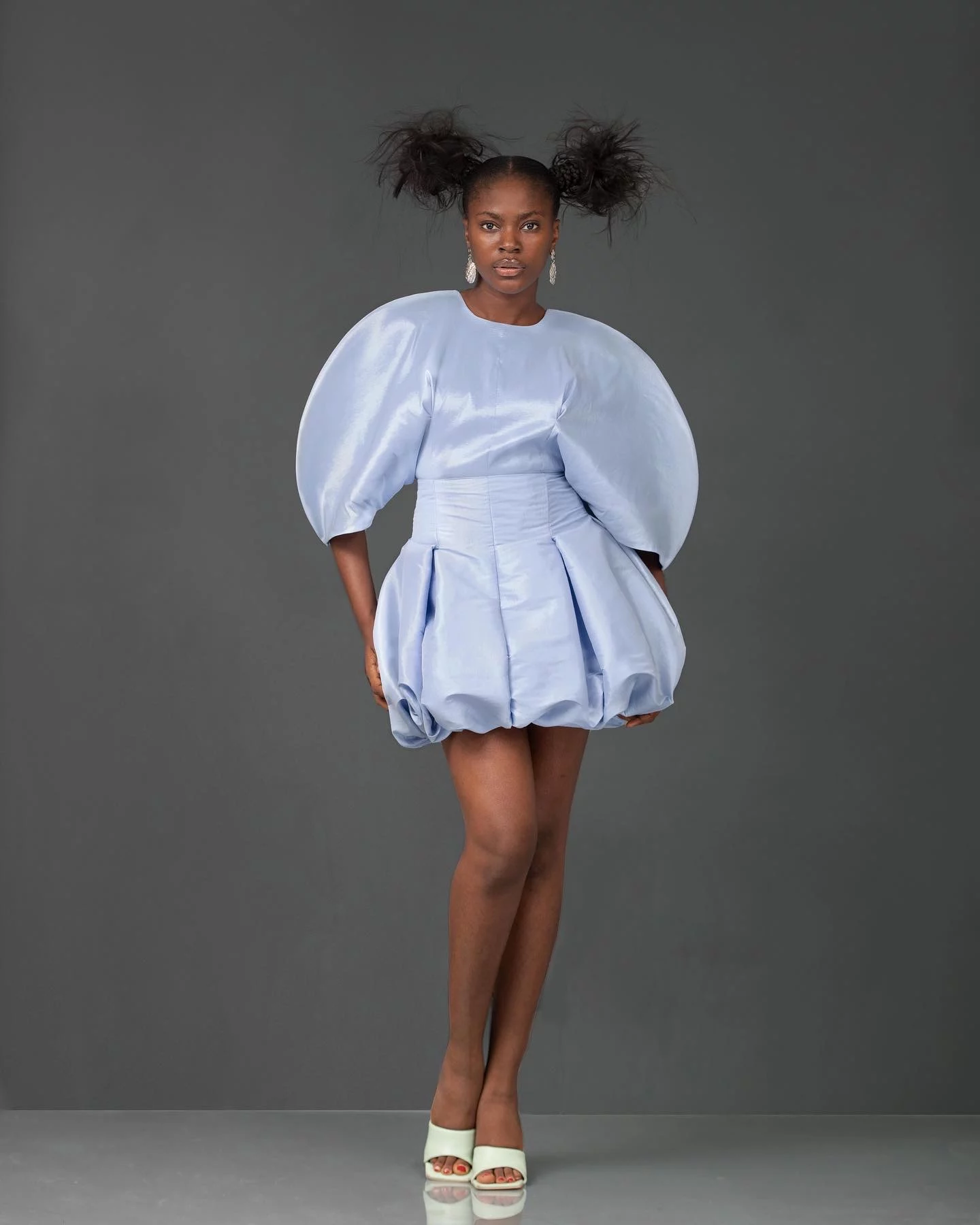 Blue Mini Puff Dress