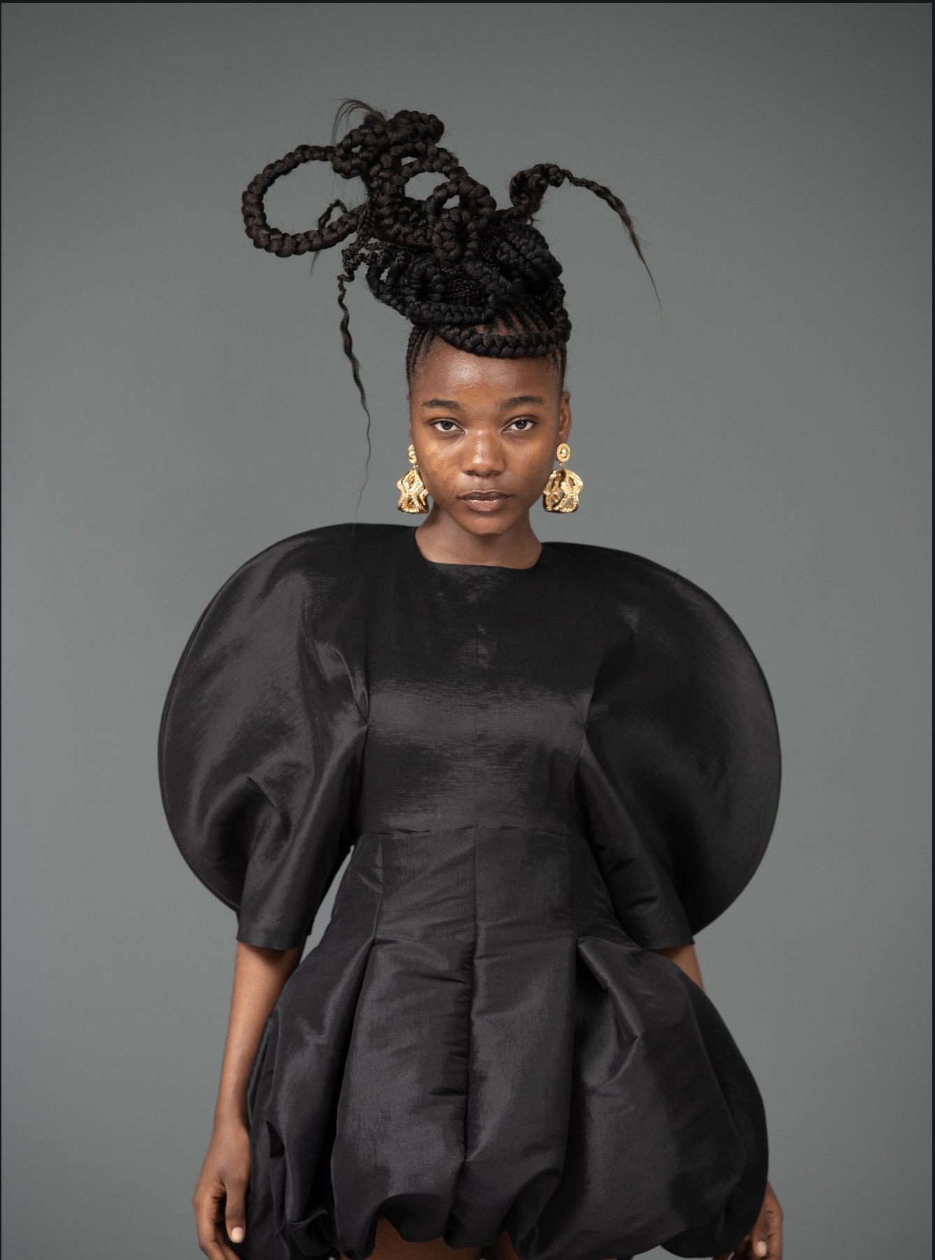 Black Mini Puff Dress