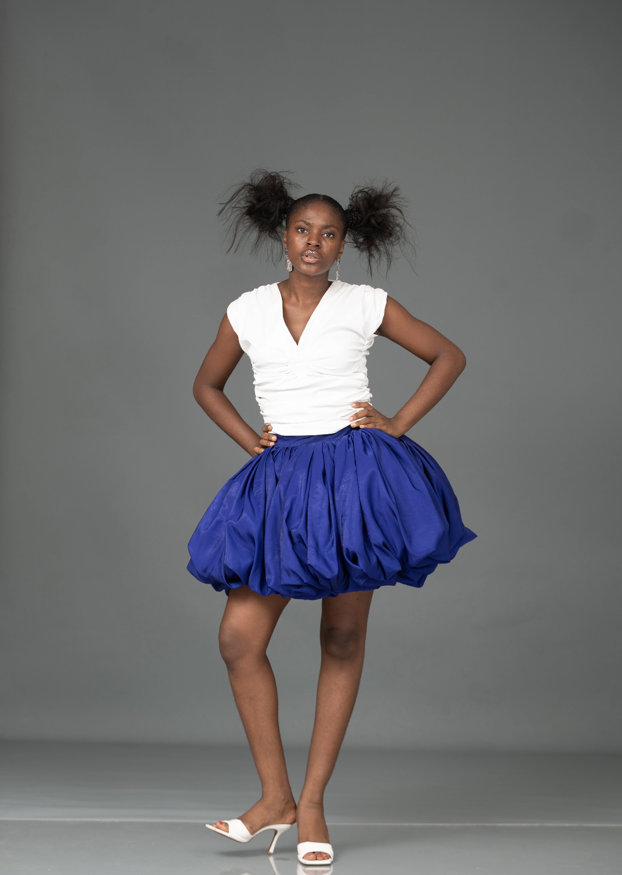 Blue Mini Puff Skirt