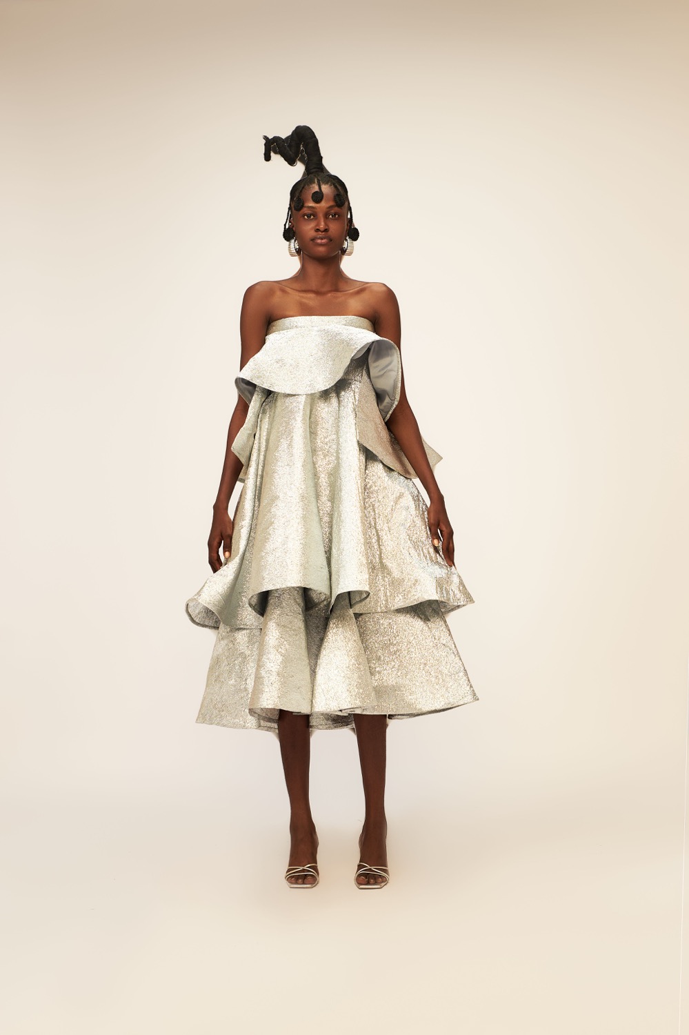 Silver Metal Dress with Detachable Layer