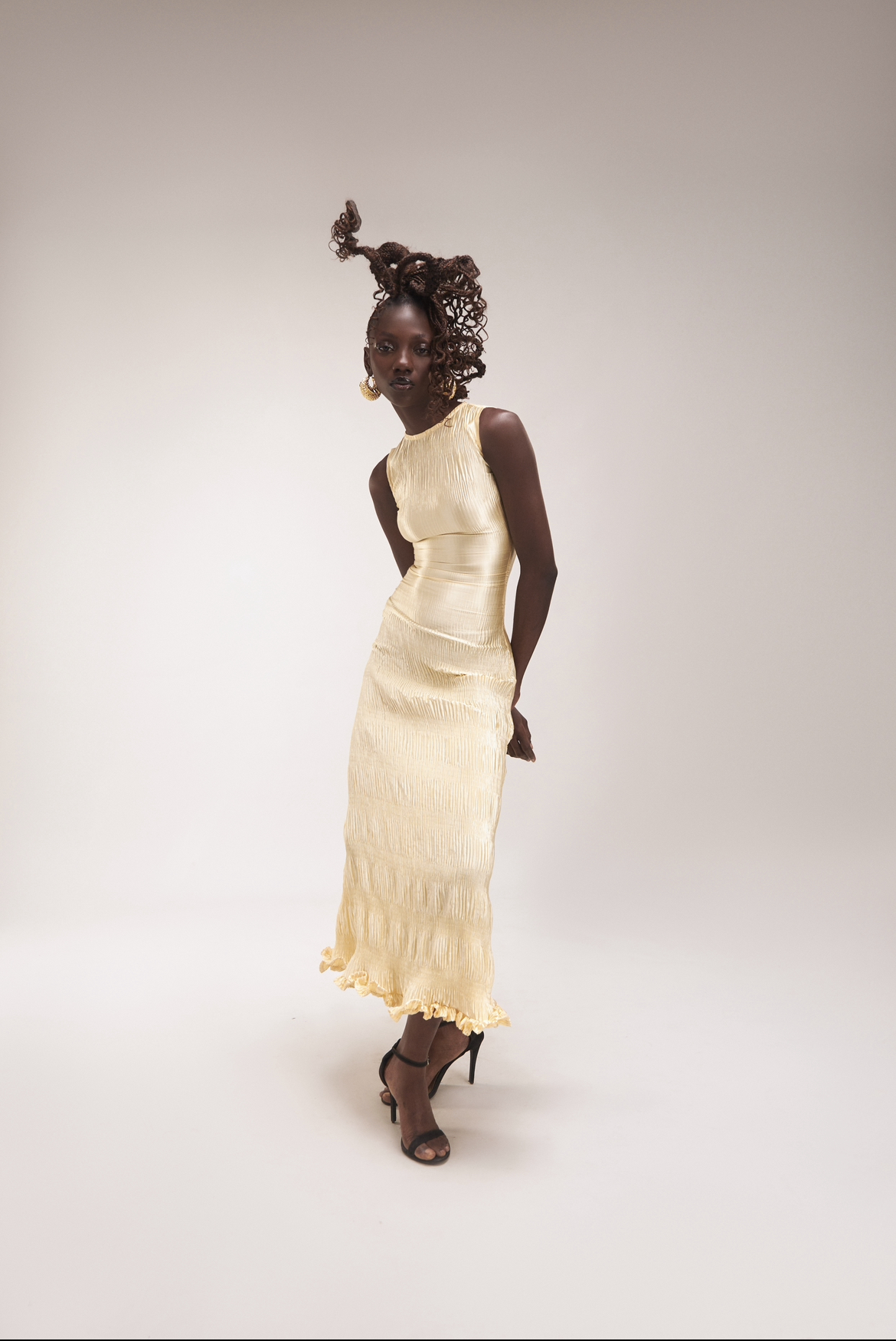 Champagne Pleated Dress