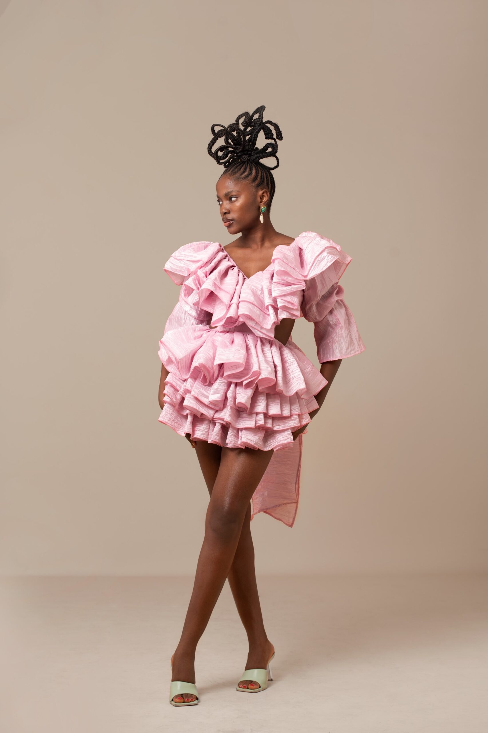 Pink Ruffle Layered Dress