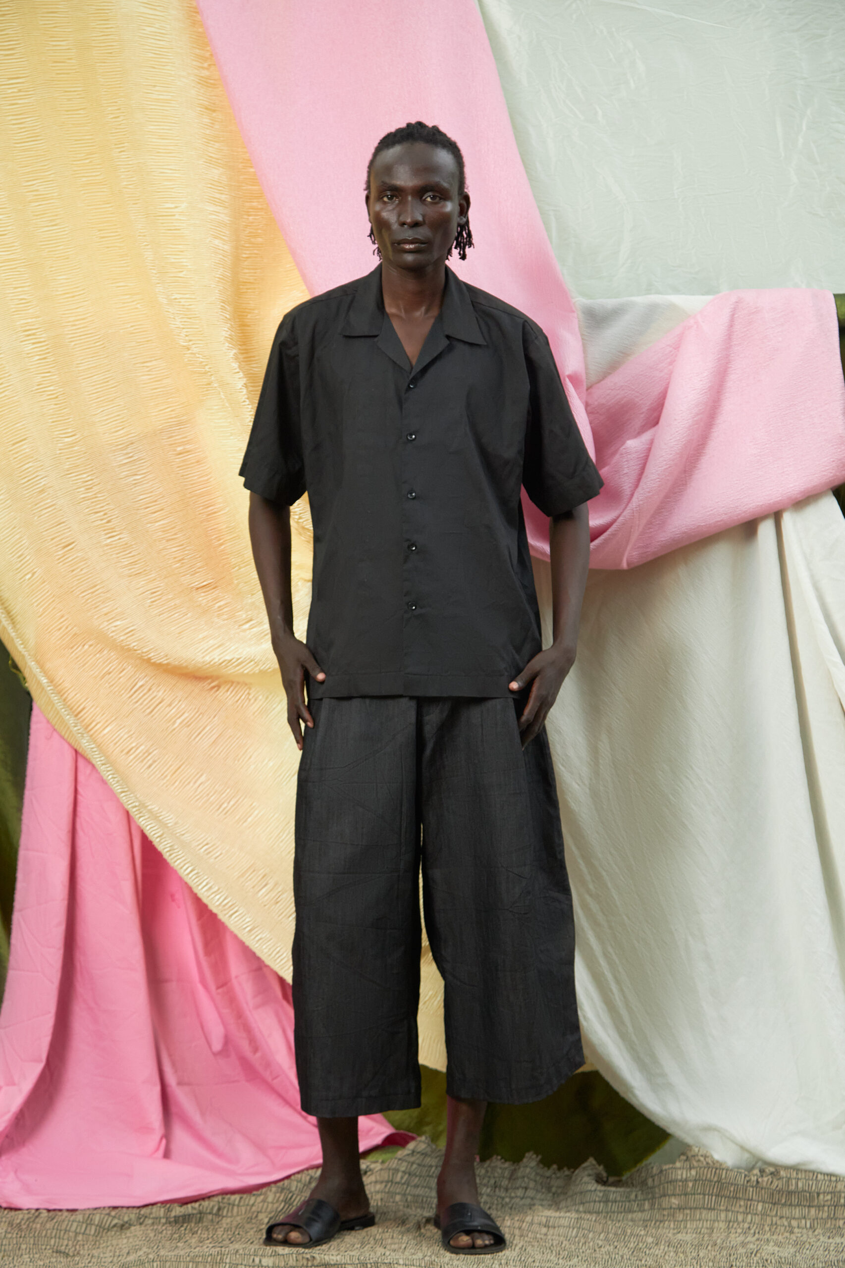 Denim Pleated Shorts