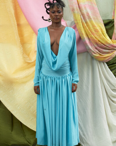 Blue Cowl Maxi Dress - 10