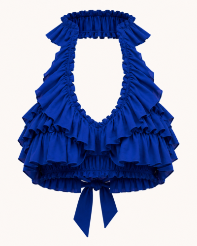 Blue Ruffled Cutout Top - 18